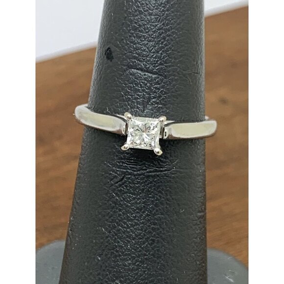 Engagement Ring 0.45ct Diamond Princess Solitaire 14k White Gold Women S… - Picture 8 of 15